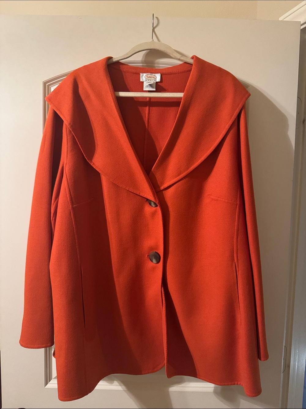 Talbots Orange Swing Wool Pea Coat with Shawl Collar